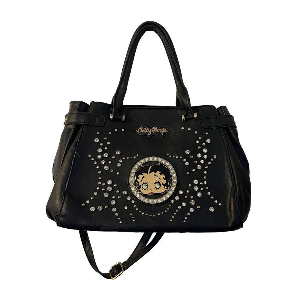 Betty Boop Rhinestone Studded Handbag Purse Y2K Vintage Faux Leather Flaw