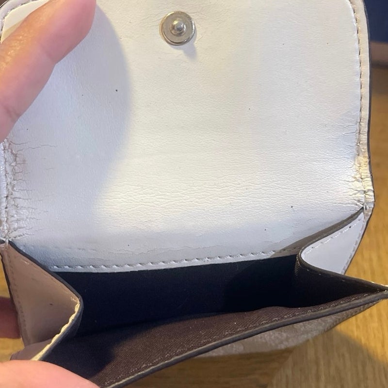 Coach Signature Canvas Small Trifold Compact Wallet Accessories