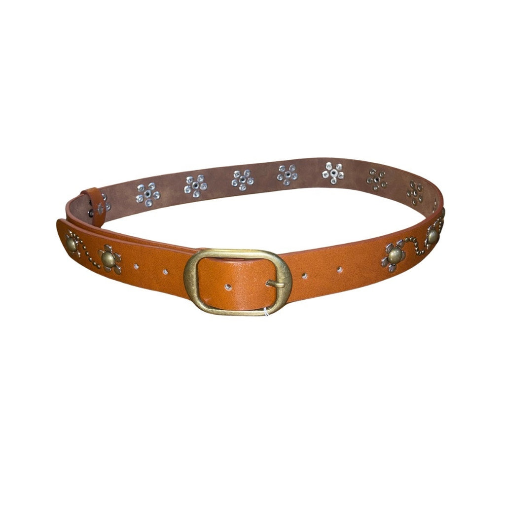 PacSun LA Hearts Studded Flower Belt Size S/M Tan Faux Leather Boho Retro NWOT