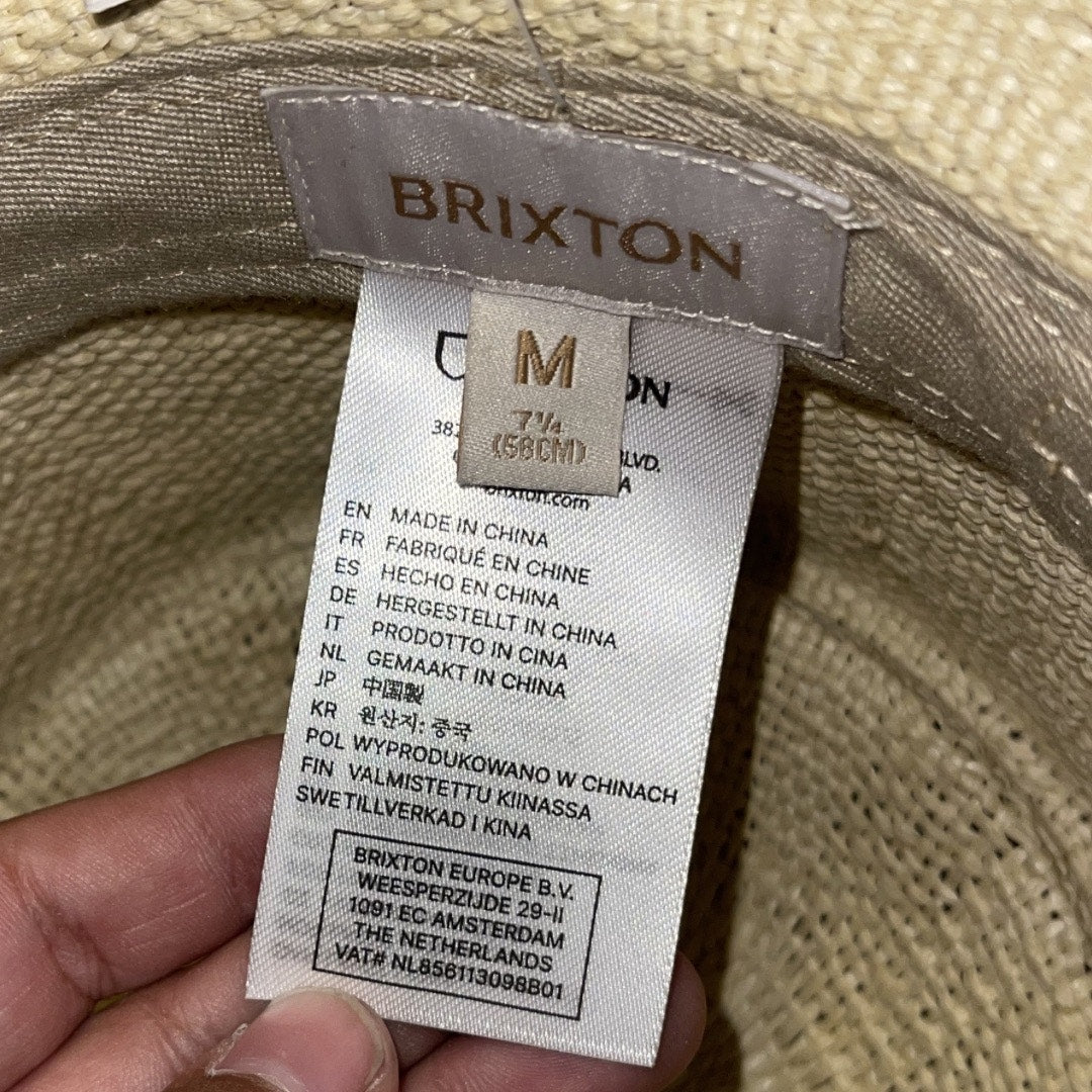 Brixton Cassidy Boater Straw Hat Natural Beige NWT SZ 7 1/2 (58CM) Adjustable