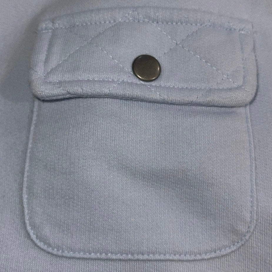 Chico's Women 3/4 Sleeve Cotton Light Blue Size 1 Medium Casual Pocket