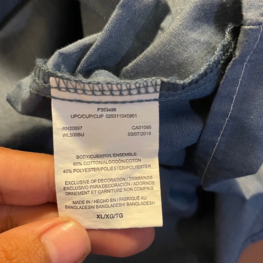 Dickies Button Down Long Sleeve Shirt Blue Workwear Streetwear Size XL