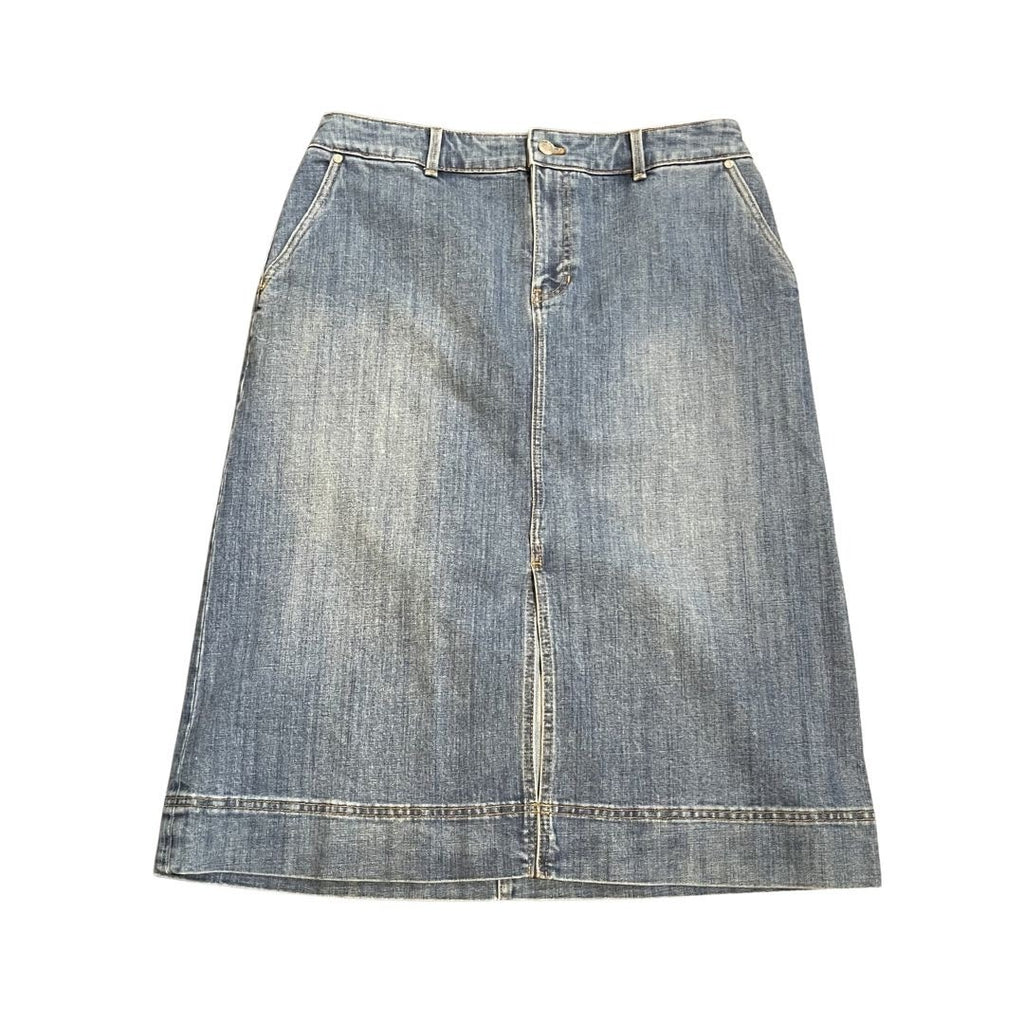 Talbots Denim A-line Midi Skirt Cardiff Wash Size 12 NWT Prairie Western Cottage