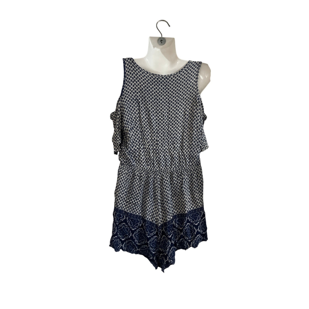 Kendall & Kylie Cold Shoulder Tie Front Romper SZ S Shorts Boho Ditsy Festival