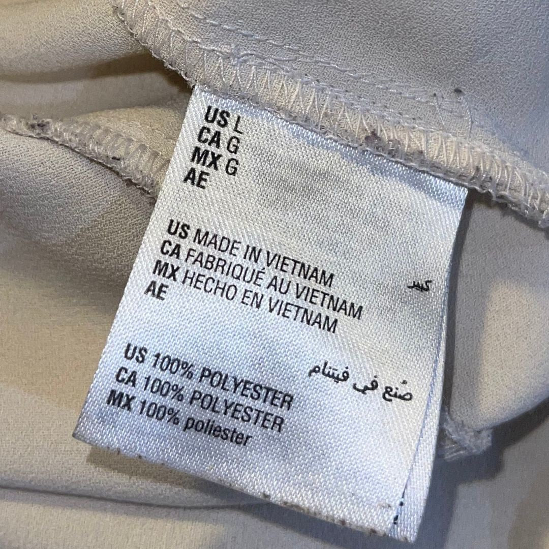 Alfani Ivory Short Sleeve Blouse Flare Sleeves Size Large Career Office Casual