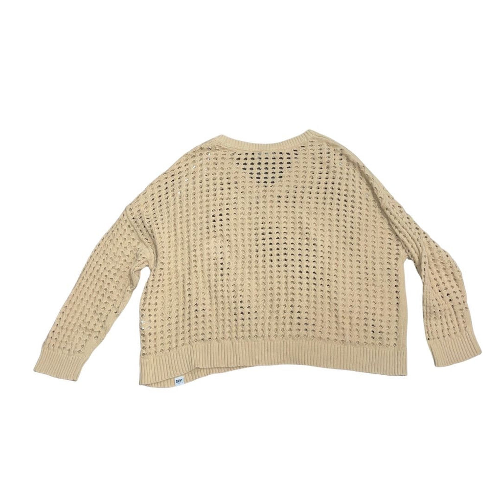DKNY Jeans Open Stitch V-Neck Lightweight Sweater Size XL Casual Relaxed Crochet