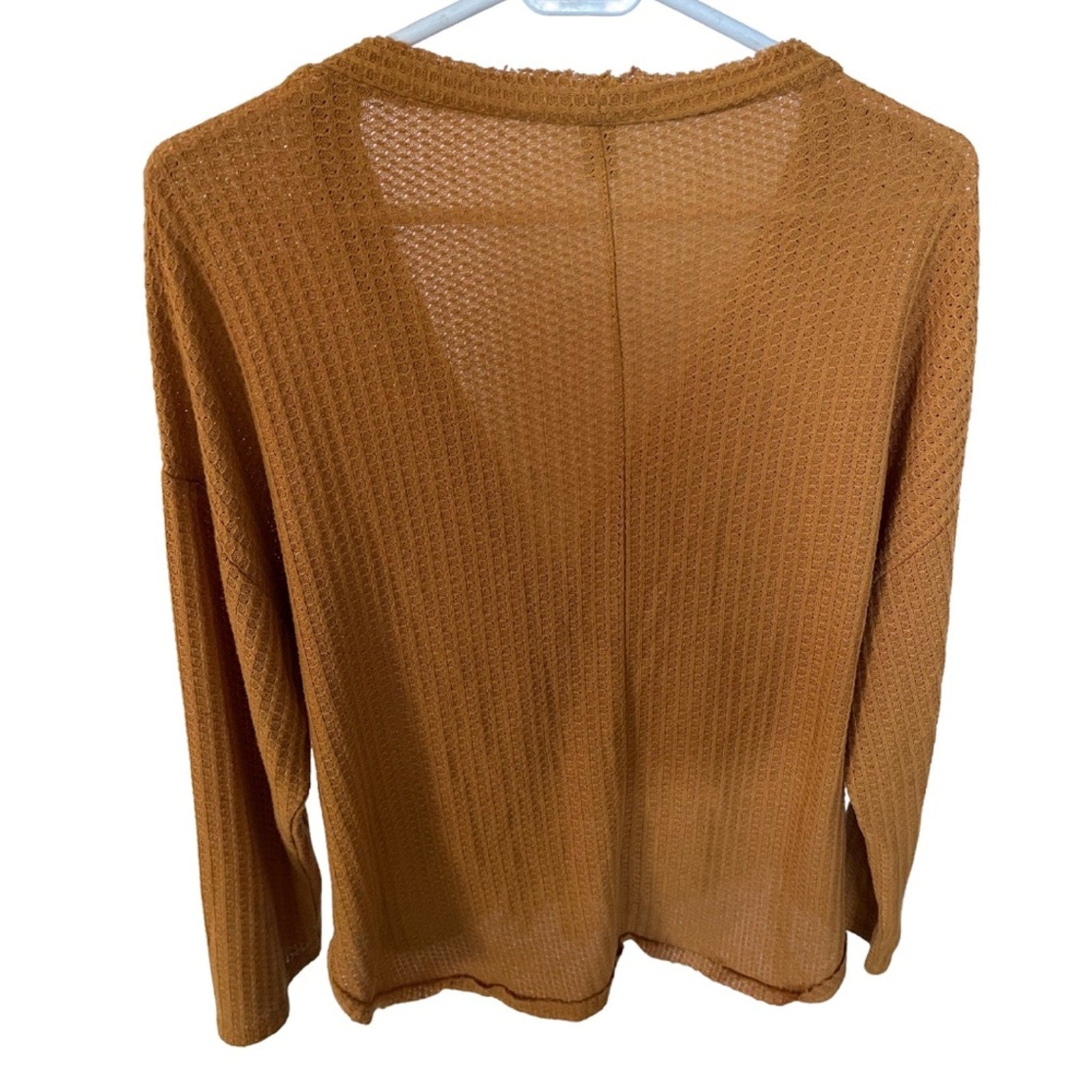 Forever 21 waffle v-neck button up tie blouse top Size Small Casual oversized