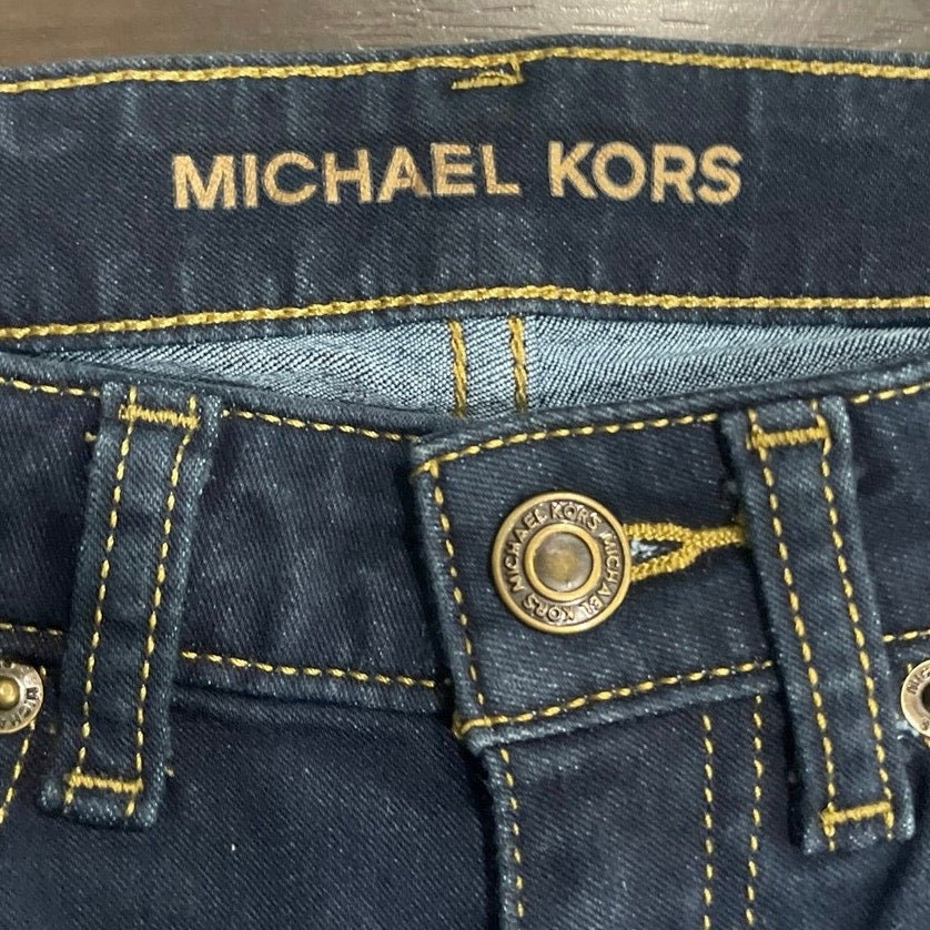 Michael Kors Izzy Skinny Dark Blue Wash Denim Jeans SZ 4 Casual Chic Streetwear