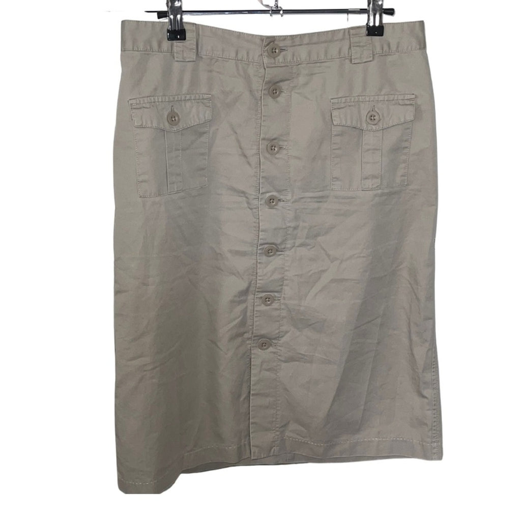 Gap Cargo Button Up Pockets Midi Skirt SZ 8 Utility Safari Casual 90s Vintage