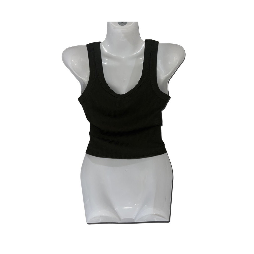 Madewell Tailored Crop Ribbed Square Neckline Tank Top SZ XS Flirty Girly Summer