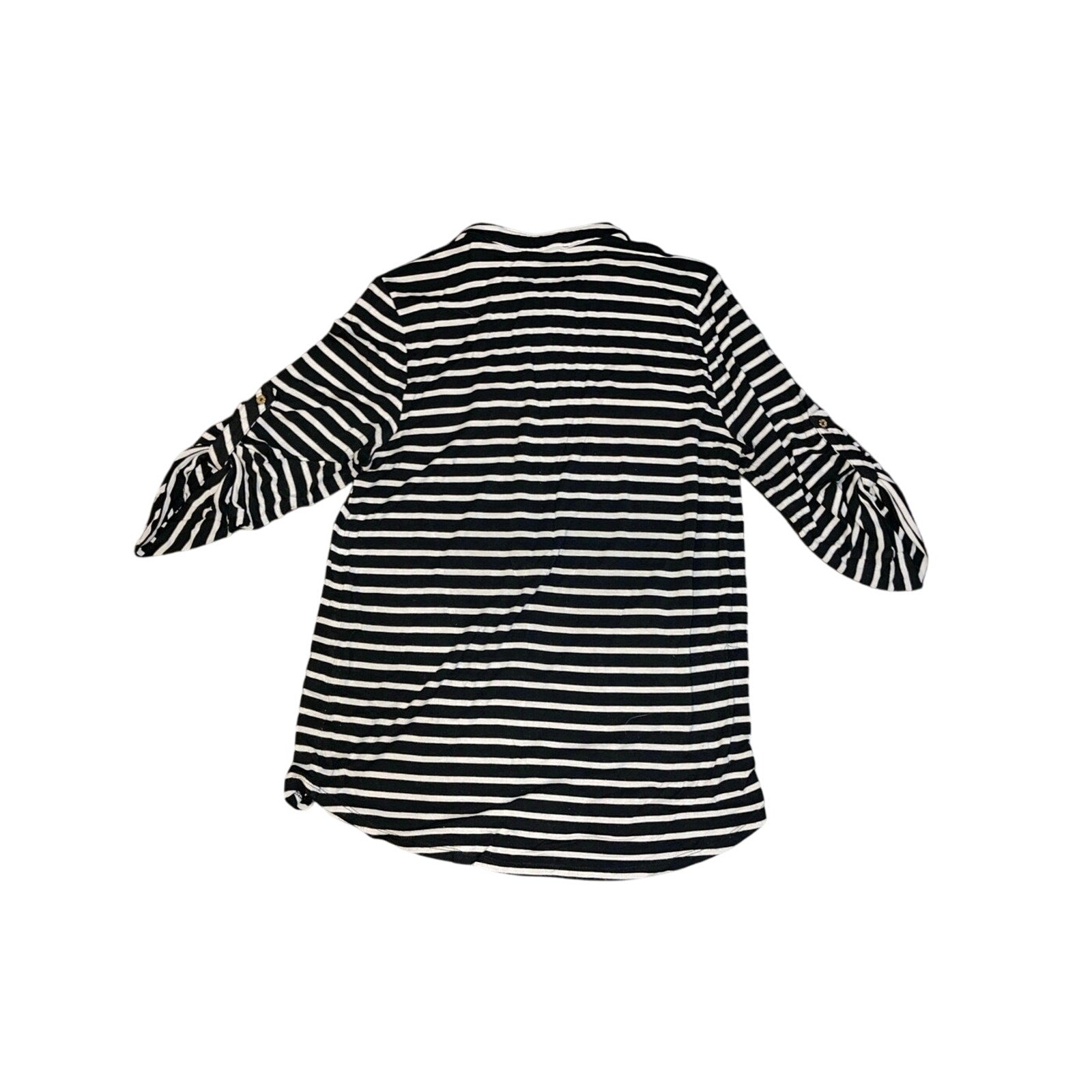 Calvin Klein Women Top Blouse Black and White Long Sleeve Striped Rayon