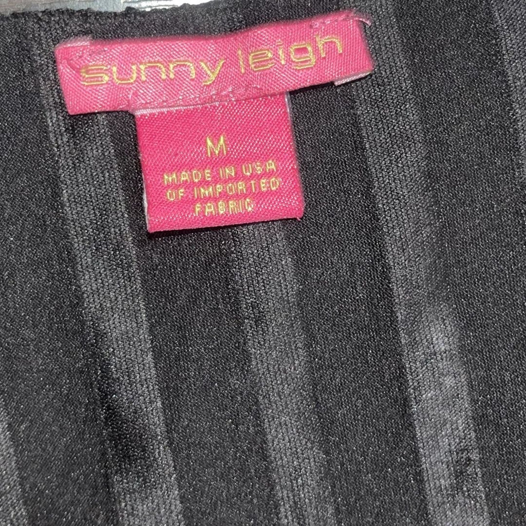 Sunny Leigh Sequin Black Pleated Eyelash Dress SZ Medium Cocktail Dress Flapper