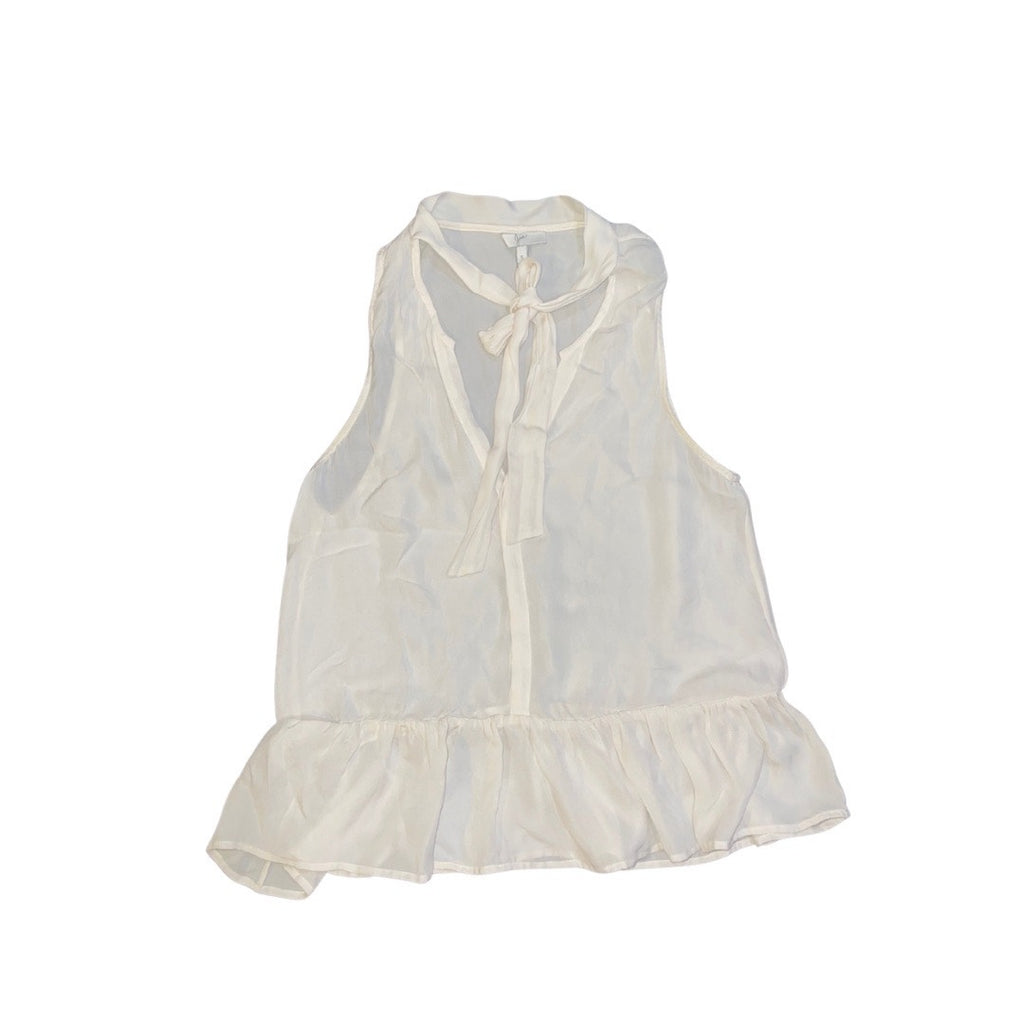 Joie Ivory Silk Tiered Tie Neck Sleeveless Blouse Size Small Classy Career