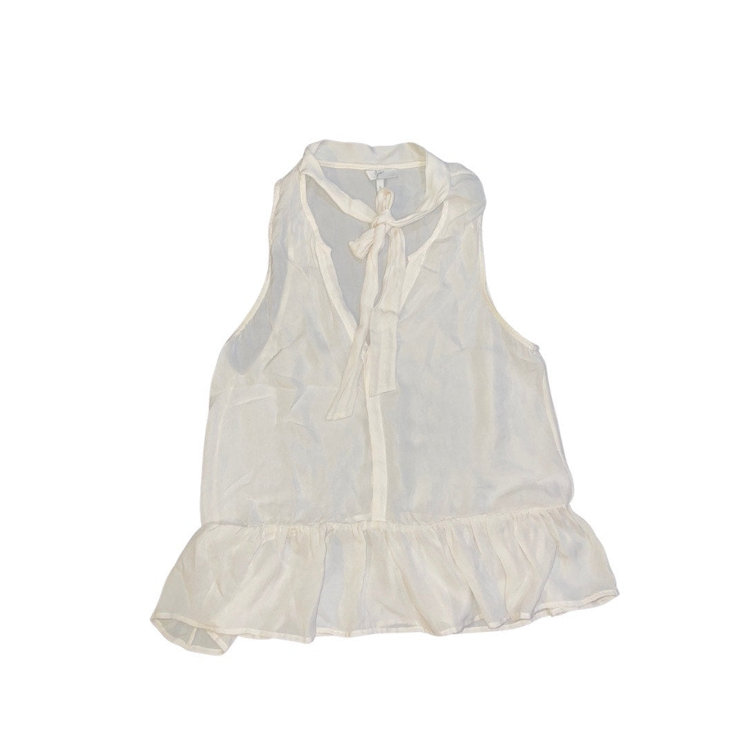 Joie Ivory Silk Tiered Tie Neck Sleeveless Blouse Size Small Classy Career