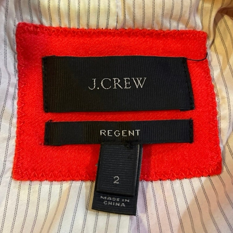 J.Crew Regent Wool Blazer Red/Orange Single Button 2 Career Office Preppy Work