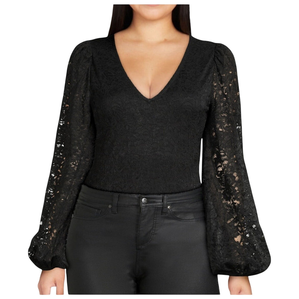 Sofia Jeans By Sofia Vergara Lace Bodysuit Blouson Sleeves SZ Large Whimsy Goth