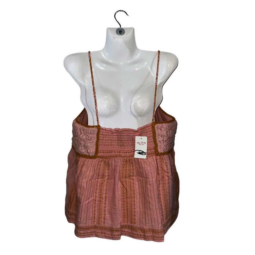 Lucky Brand Crochet Bodice Tank Smoked Top Size XL Boho Festival Camisole NWT