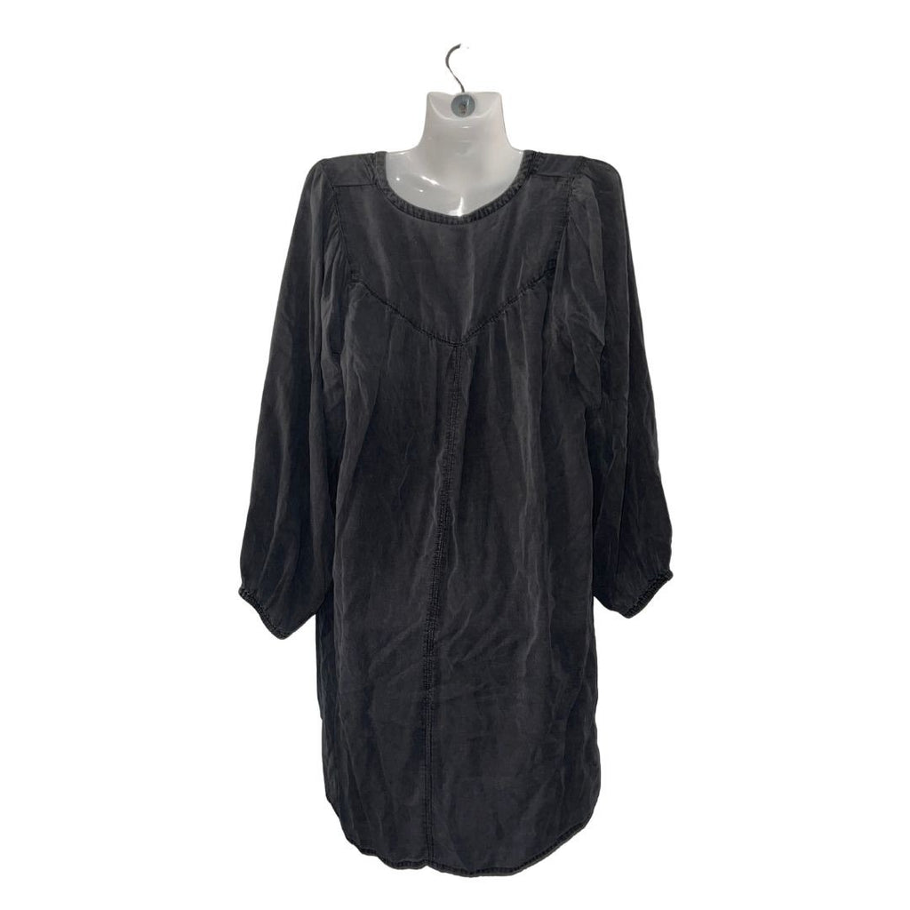 Old Navy Charcoal Long Sleeve V-neck Pintucked Midi Shirt Dress Medium Lagenlook