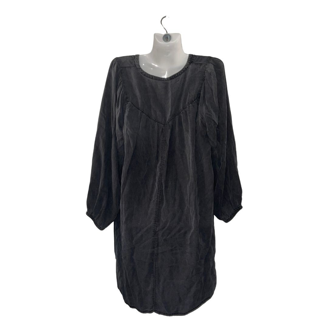 Old Navy Charcoal Long Sleeve V-neck Pintucked Midi Shirt Dress Medium Lagenlook