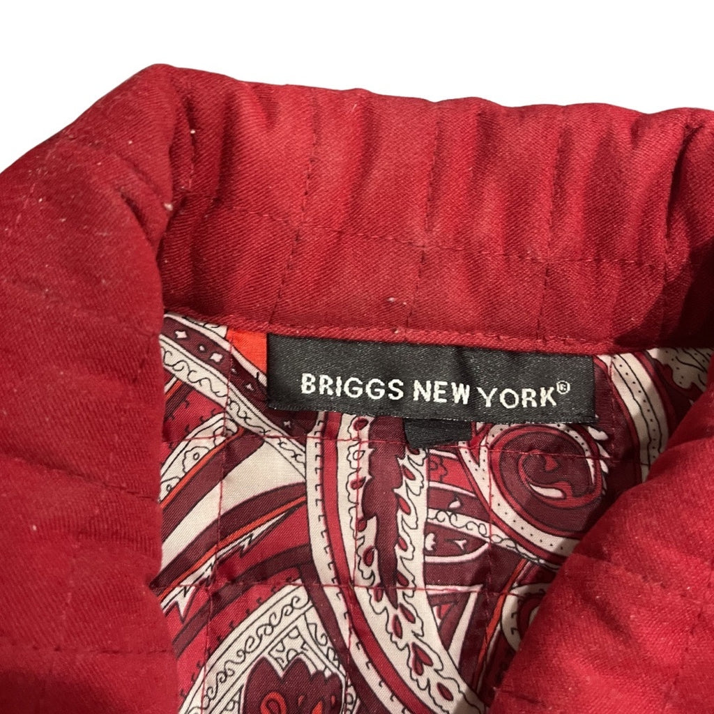 Briggs New York Red Quilted Shirt Jacket Snap Button down Paisley Lined SZ 10