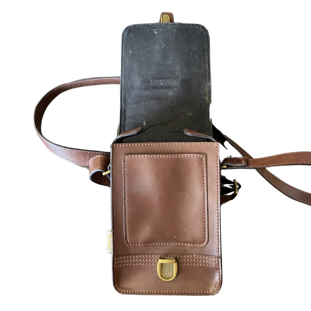 Dr. Martens Airwair Norfolk Flap Vegan Reporter Brown Vertical Crossbody Bag