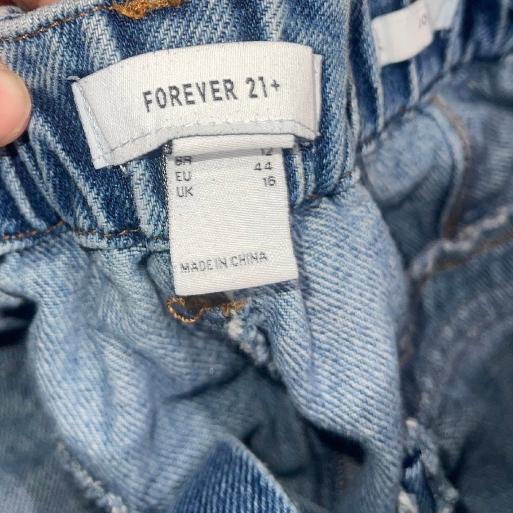 Forever 21 Baggy Denim Cargo Jeans Wide Leg Plus Size 12 Y2K Streetwear 90s Flaw