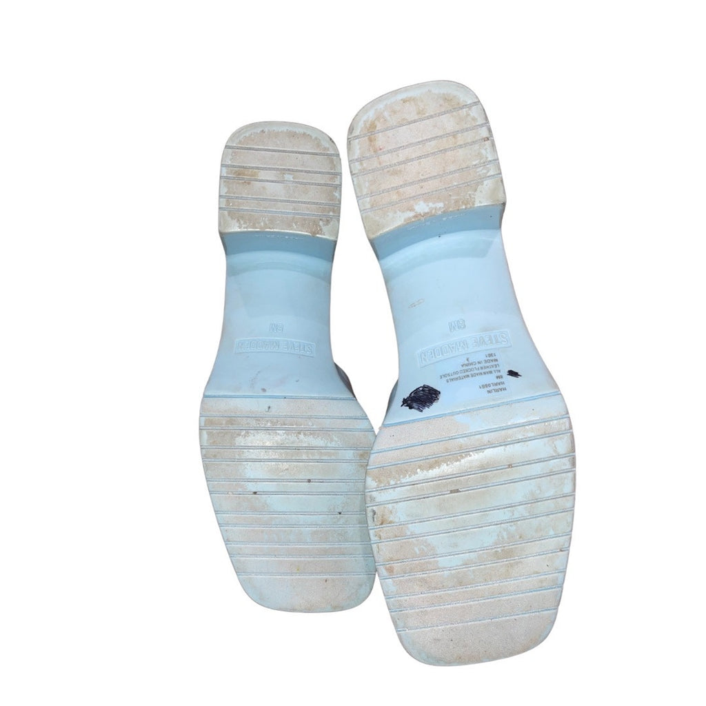 Steve Madden "Harlin" Jelly Block Heel Sandals Sky Blue Size 8 Open Toe Platform