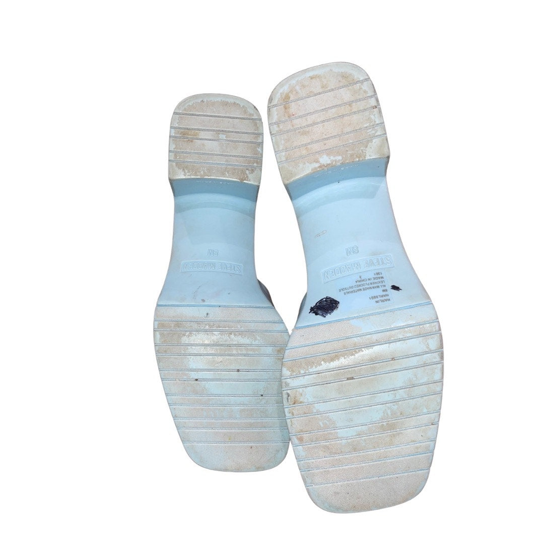 Steve Madden "Harlin" Jelly Block Heel Sandals Sky Blue Size 8 Open Toe Platform