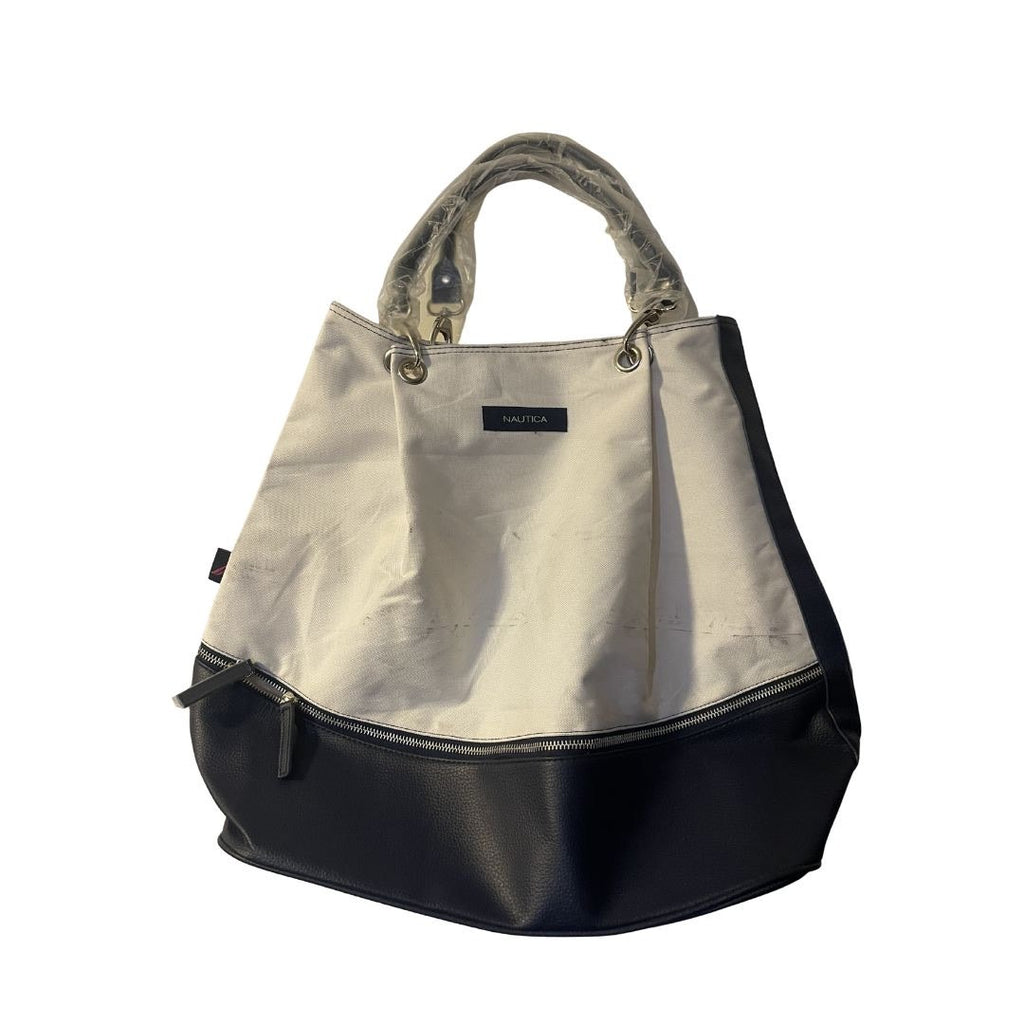 Nautica Voyage Canvas Tote Bag Shoulder Handbag Beach Weekender Cruise Coastal