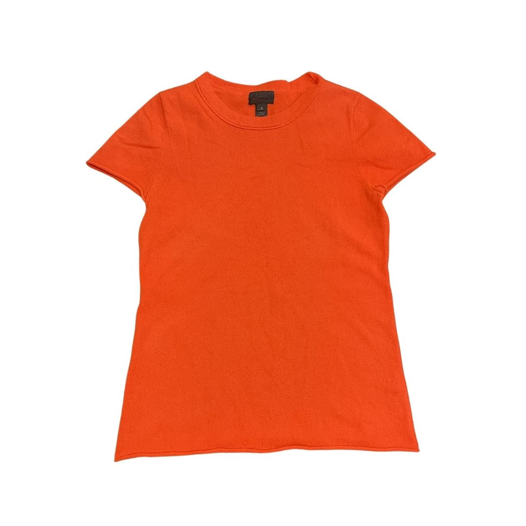 J. Crew Collection Italian Cashmere Orange Short Sleeve Blouse Size Small Chic