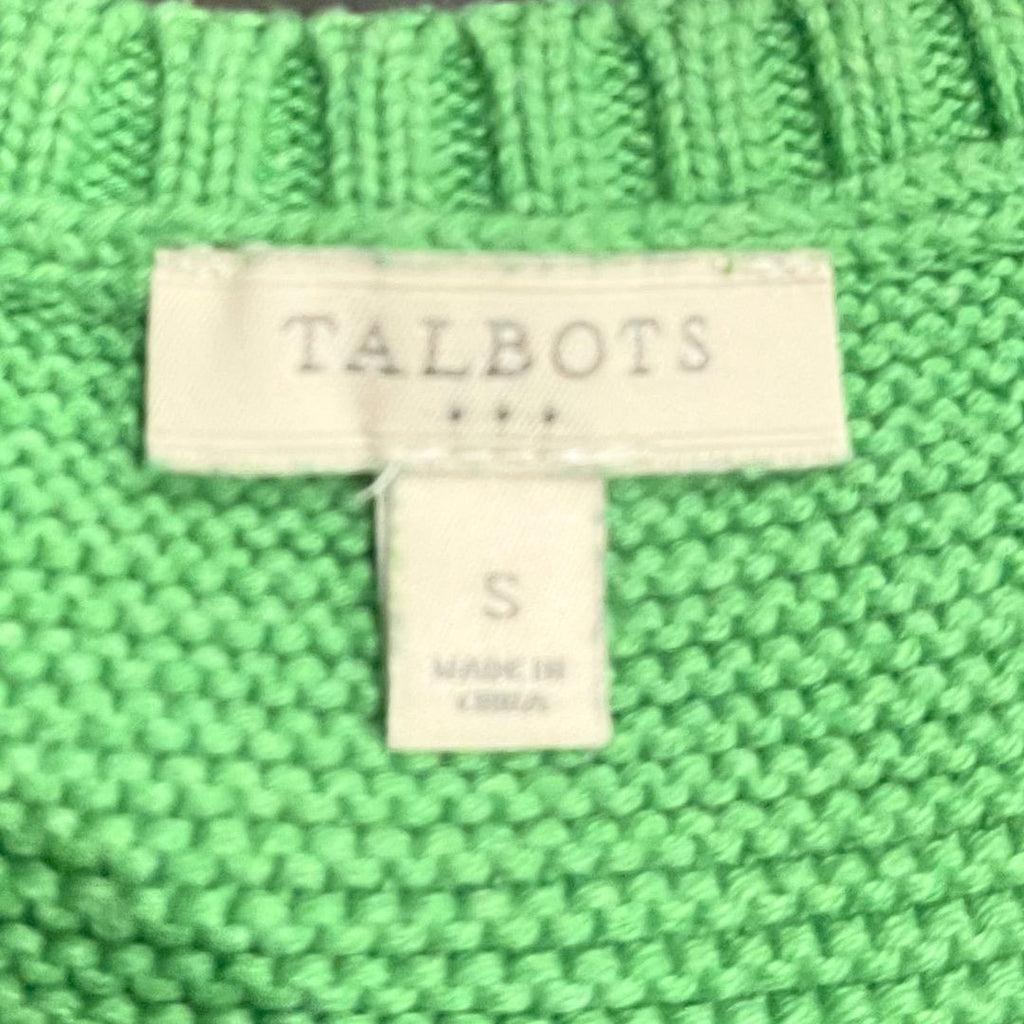 Talbots Green Long Sleeve Crewneck Cable Knit Pullover Sweater Small Fair Isle