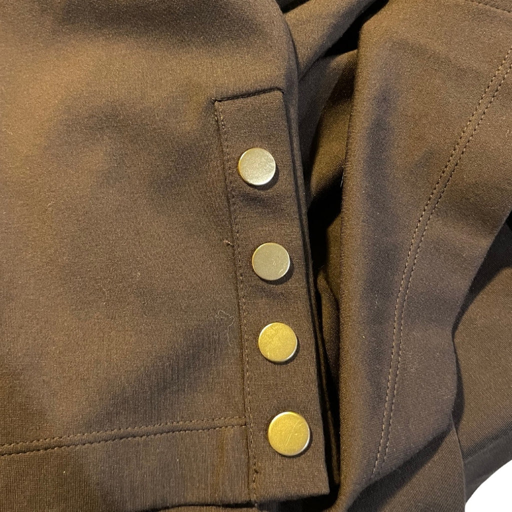 Chico's Brown Long Sleeve Top Button Cuffs Tunic Blouse size 2 Casual Preppy