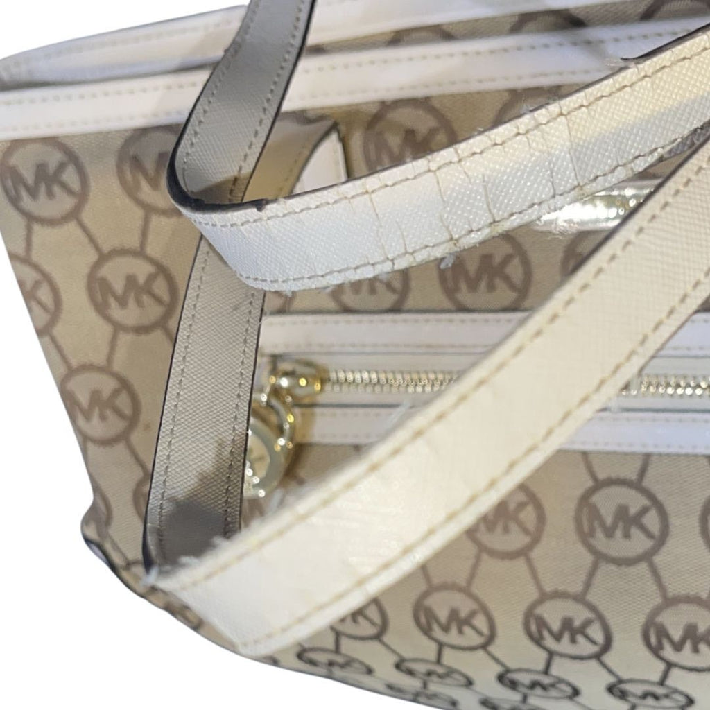 Michael Michael Kors Signature Logo Kempton Canvas Tote Bag Leather Trim