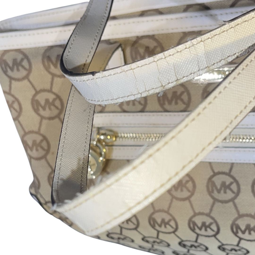Michael Michael Kors Signature Logo Kempton Canvas Tote Bag Leather Trim