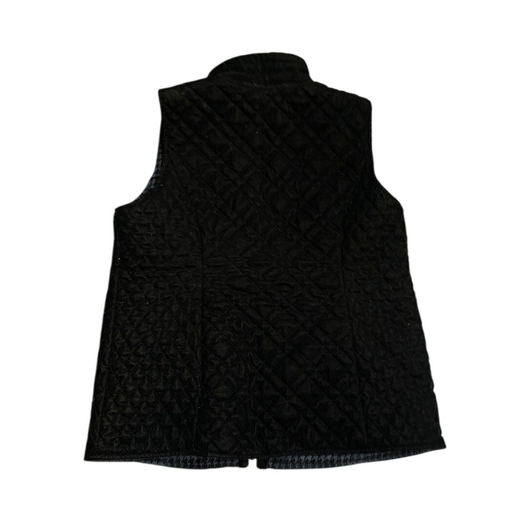 Chicos Black Quilted Velour Reversible Full Zip Mock Neck Vest Equestrian Chic