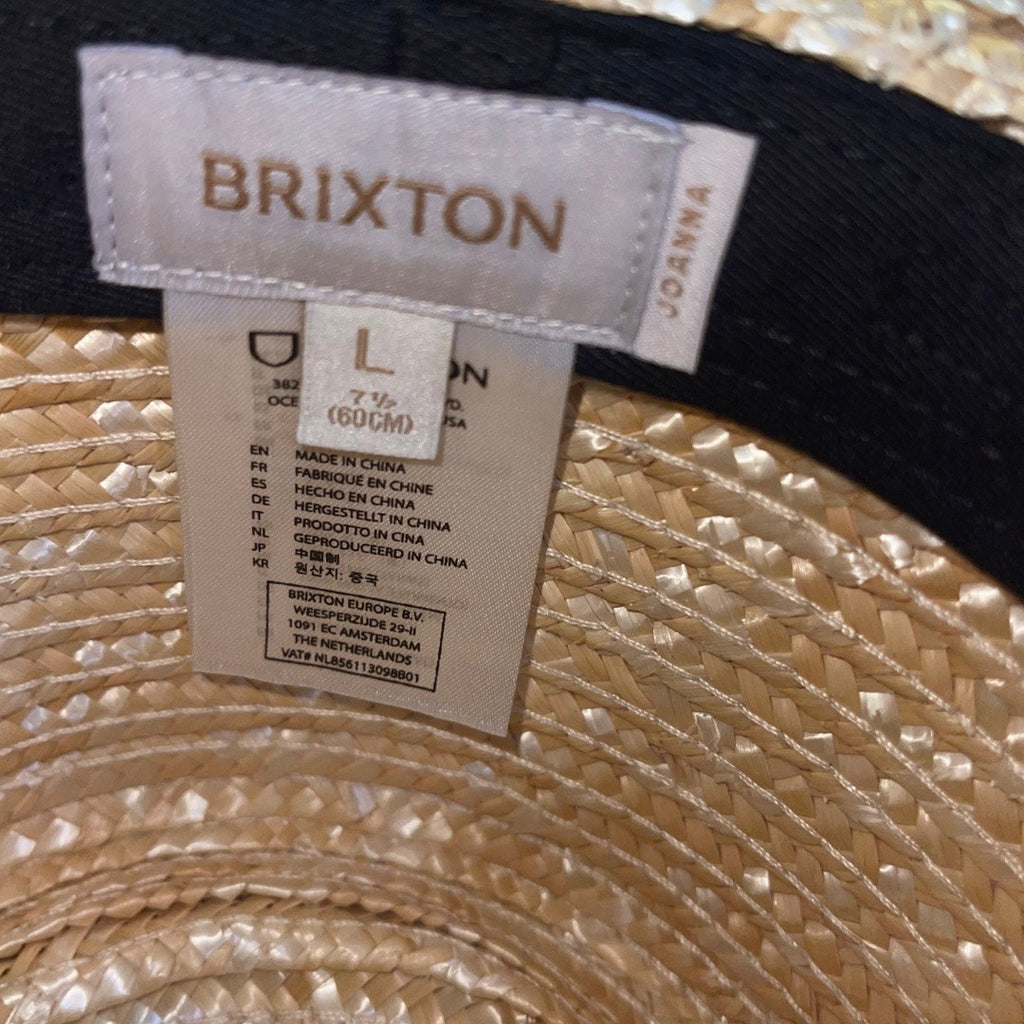 Brixton Joanna Straw Hat Honey Size Large Adjustable 7 1/2 Wide Brim Sun Hat NWT