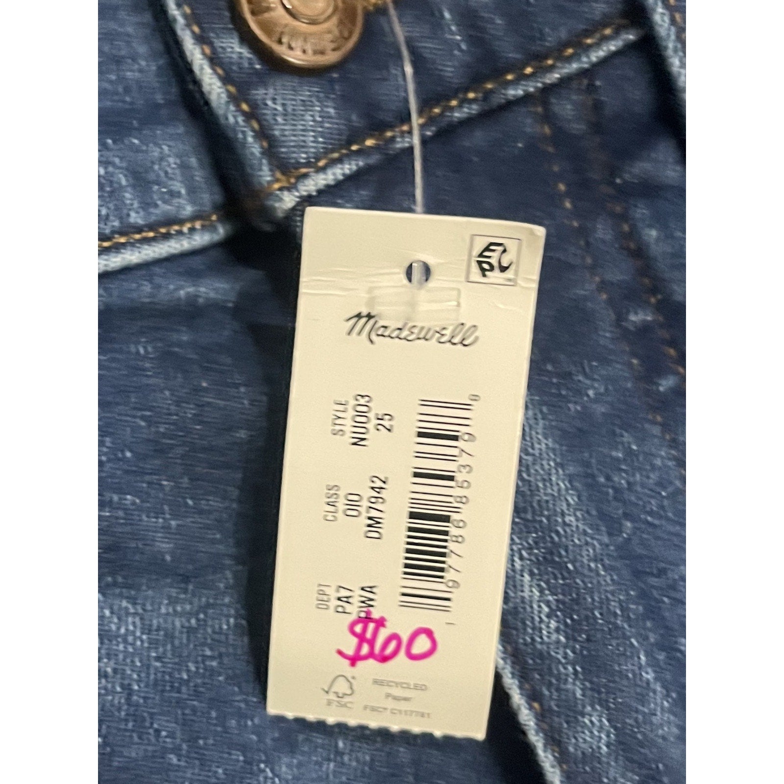 Madewell Flared Wide Leg Cropped Denim Jeans Raw Hem SZ 25 Retro Chic NWT