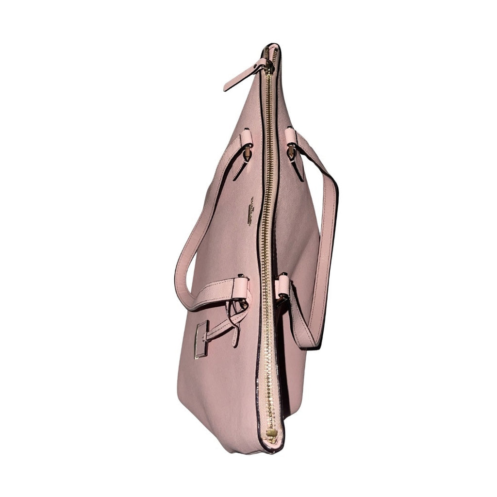 Kate Spade New York Schuyler Leather Tote Handbag Chalk Pink Zip Closure Charm