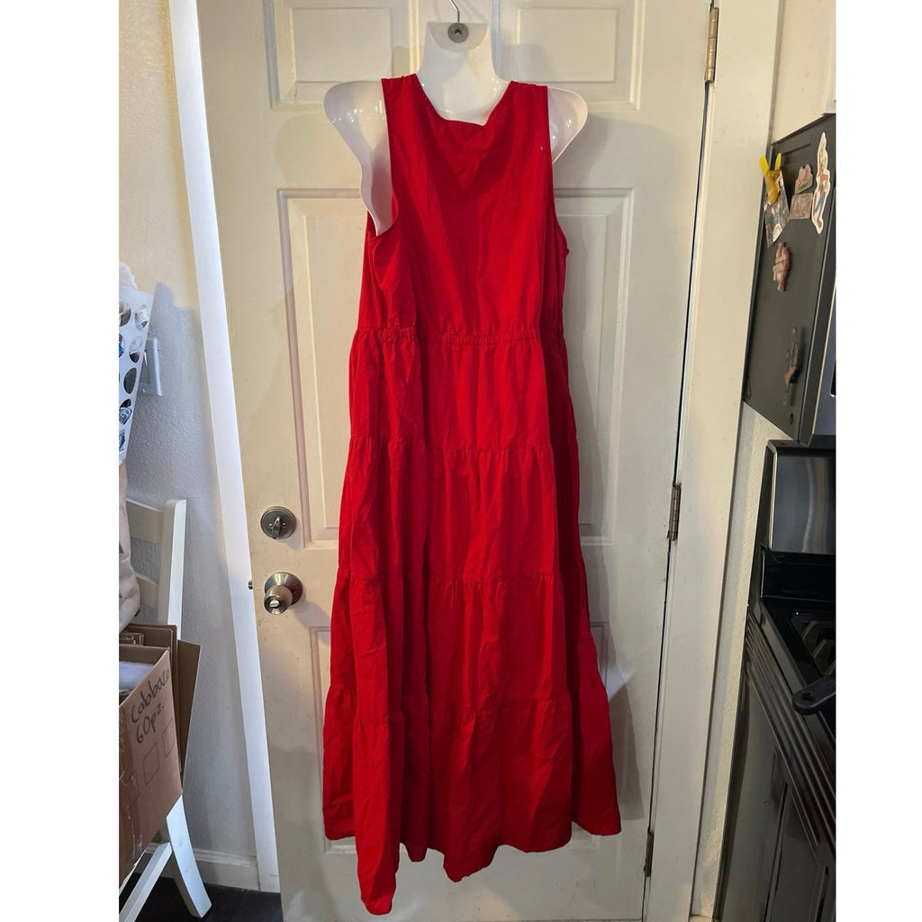 Universal Thread Red Tiered Maxi Sleeveless Dress SZ XL Lagenlook Lighweight