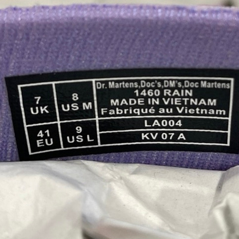 Dr. Martens 1460 Rain Pull on Waterproof Boot in Lilac SZ 9 NWB Rubber Heel