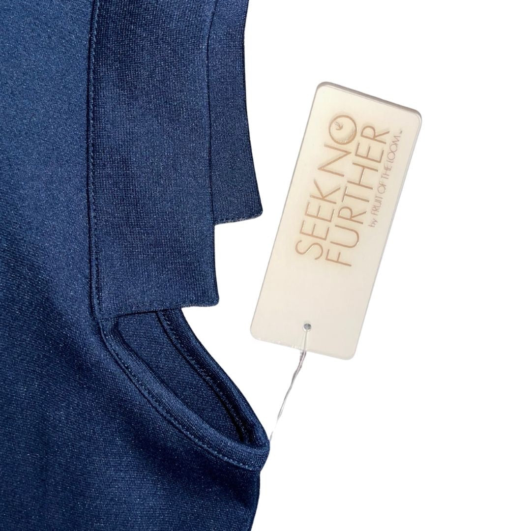 Seek no Further By Fruit of the Loom Shirt Navy Dress Large NWT Casual Comfort