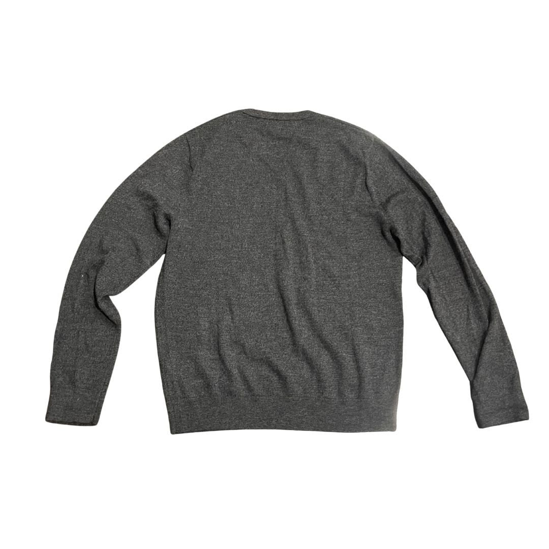 Banana Republic 100% Merino Wool V-Neck Charcoal Sweater Medium Preppy Academia