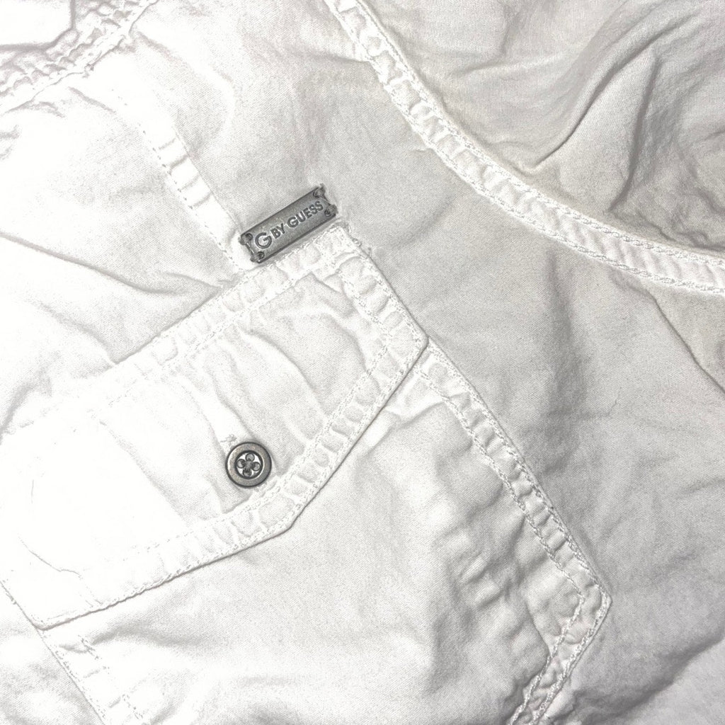 Guess White Mens Button Down Shirt Size XL Cotton Casual Summer Pockets Y2K