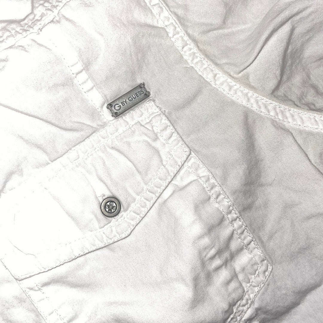 Guess White Mens Button Down Shirt Size XL Cotton Casual Summer Pockets Y2K