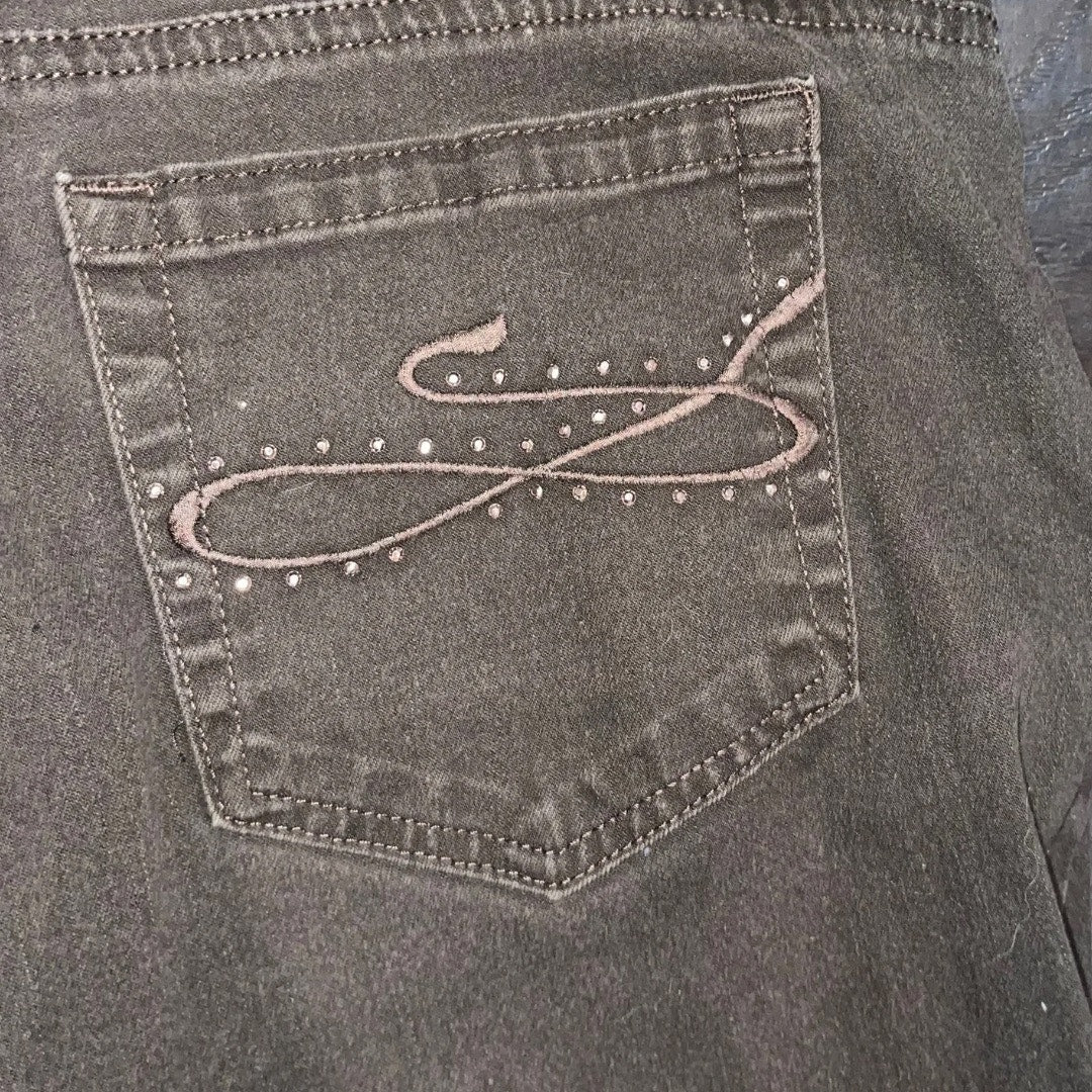 Riders by Lee Brown Women Jeans Pants Western Style Beaded Pockets Size 31