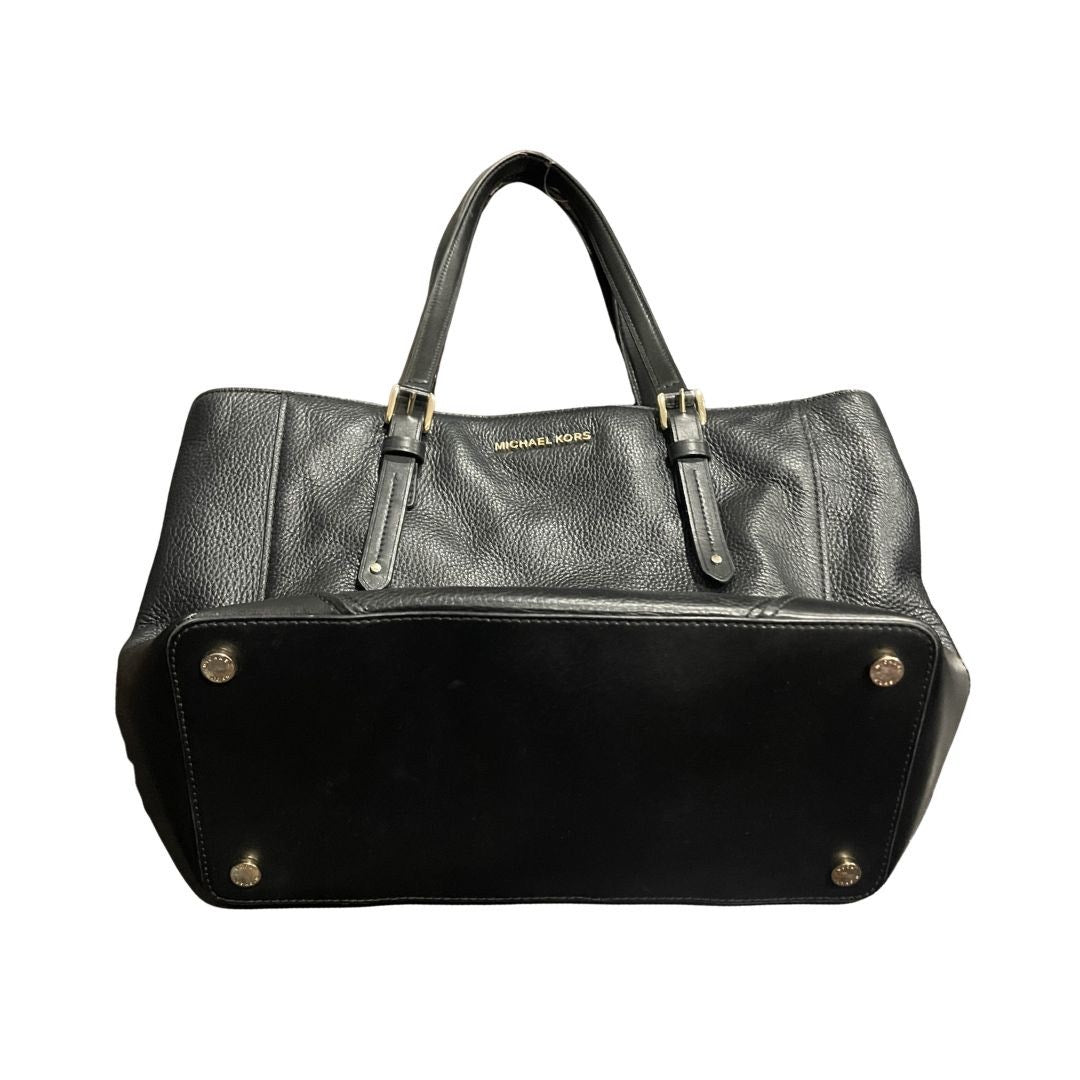 Michael Kors Aria Large Tote Black Pebbled Leather Bag Minimalist Classic