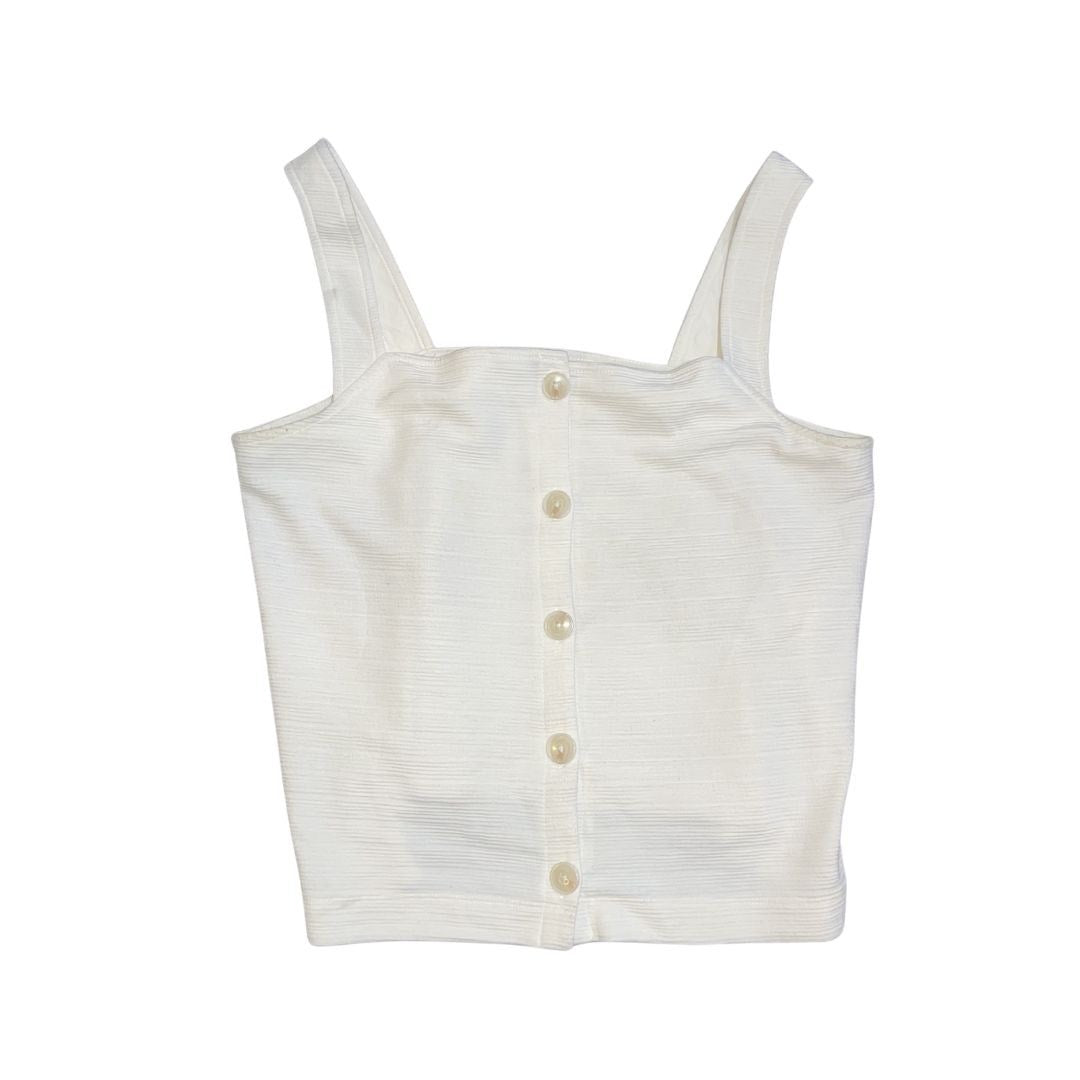 J. Crew Off White Texture Button Front Tank Blouse Size Medium Preppy Summer