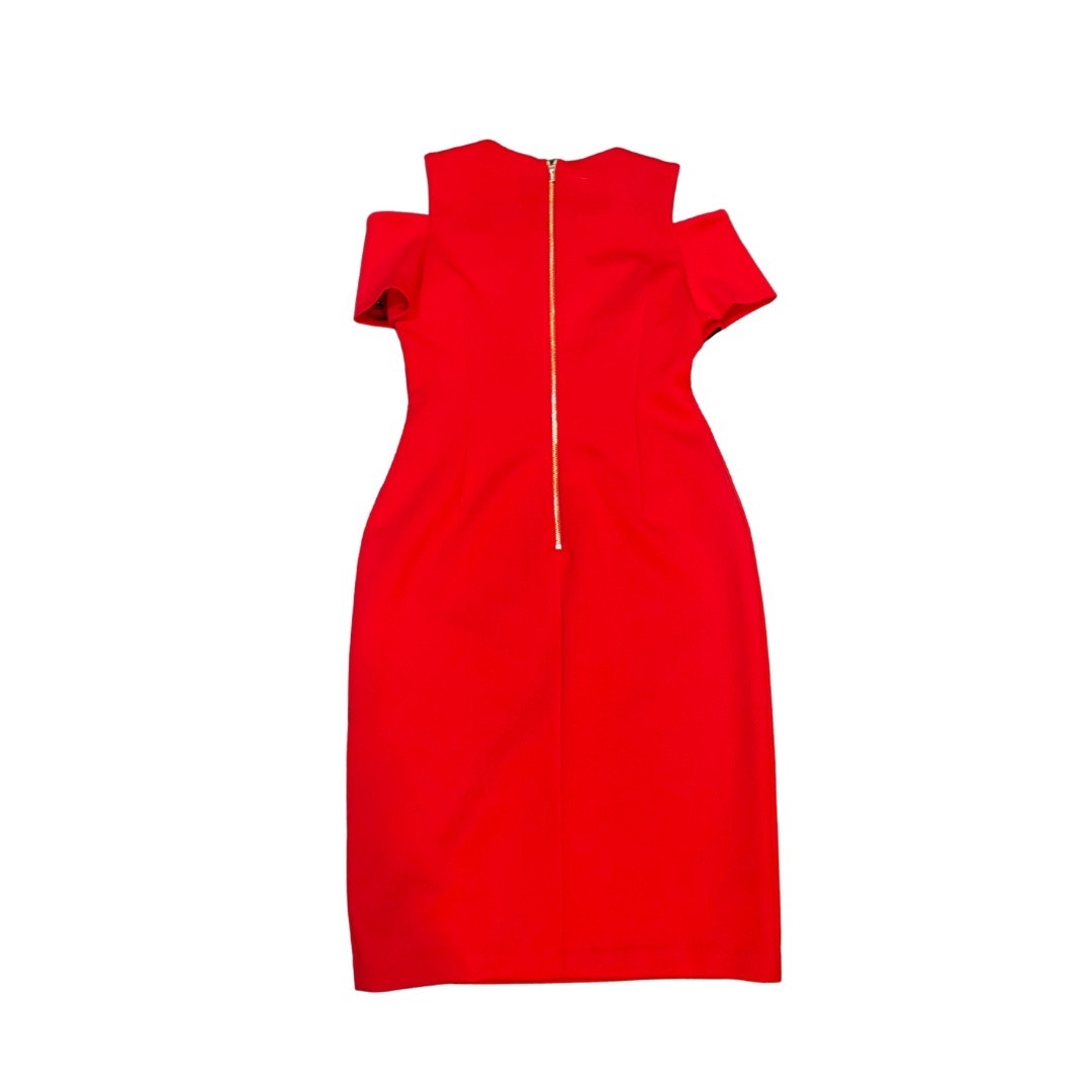 Calvin Klein Red Sheath Dress Cut Out Sleeves Size 8 career office party NWT