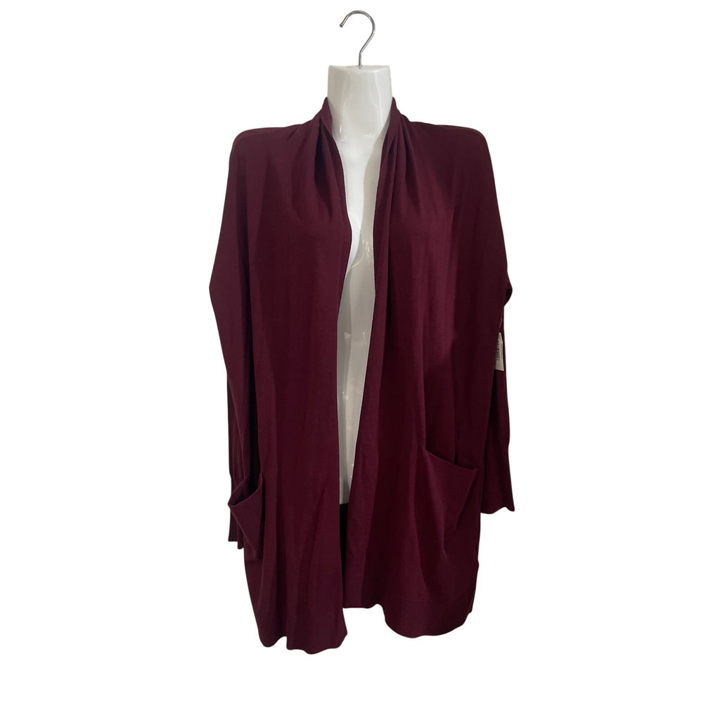 Daily Ritual Burgundy Open Front Cardigan Sweater Size Medium Pockets Casual NWT