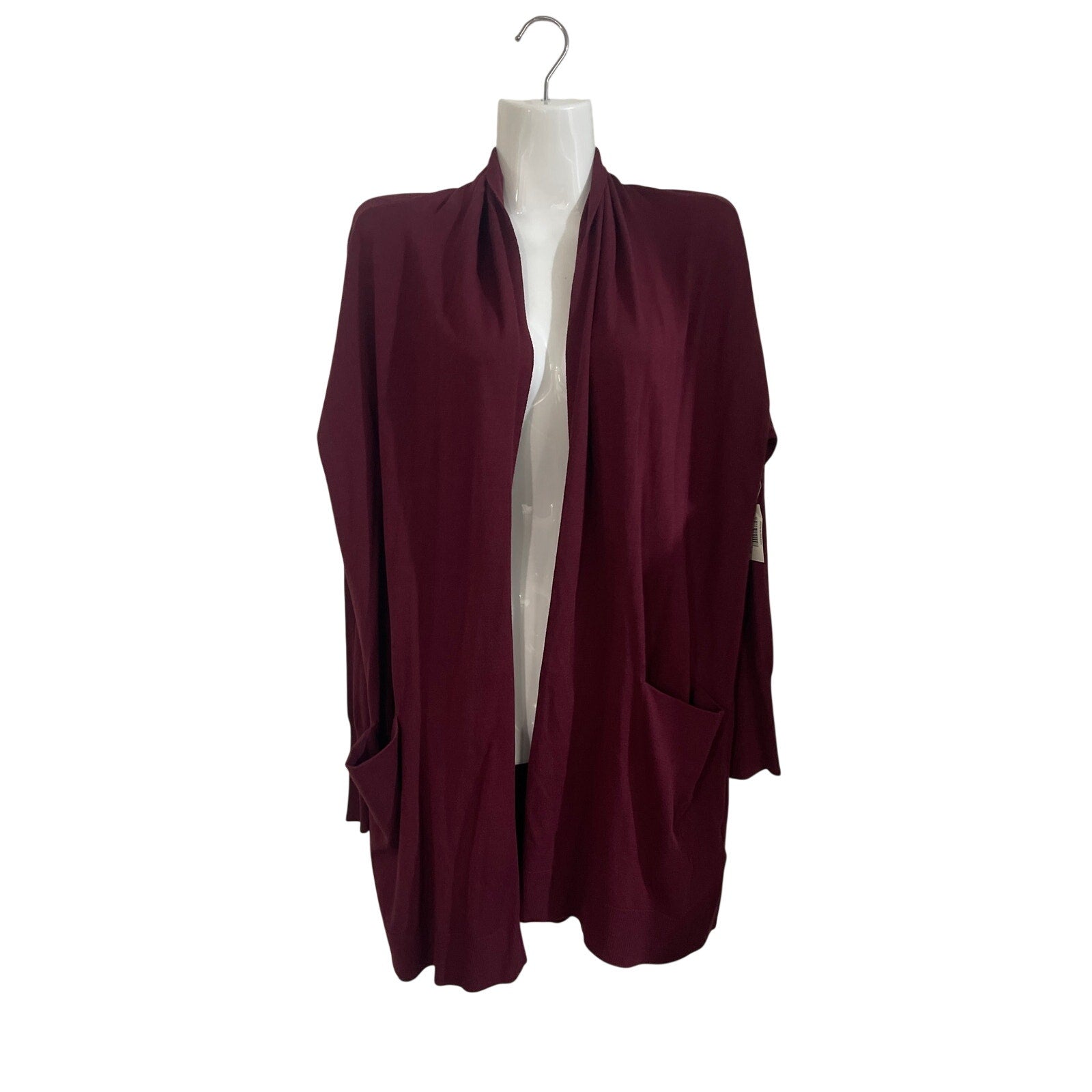 Daily Ritual Burgundy Open Front Cardigan Sweater Size Medium Pockets Casual NWT
